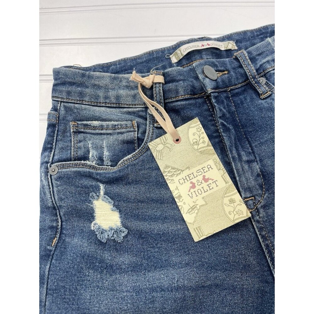 CHELSEA & VIOLET Women's Denim Distressed Boho Raw Hem Jeans NWT US 26 - Picture 3 of 5